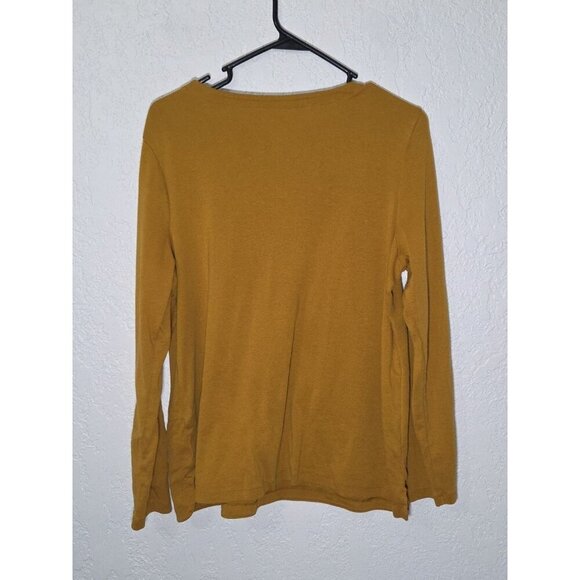 J Jill Tee Top Womens Large Pima Cotton Crew Neck Long Sleeve Golden Yellow - Picture 3 of 4